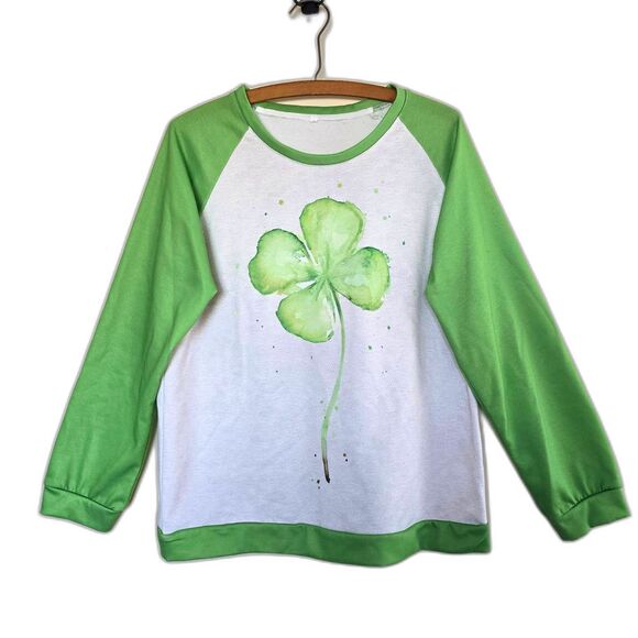 Made With Love Shamrock 4 Leaf Clover Long Sleeved Shirt St. Patrick's Day S Eco - Picture 1 of 5